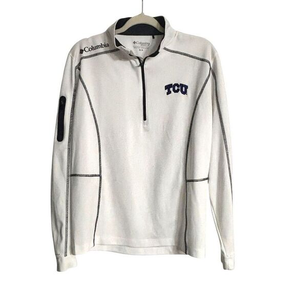 Columbia Men's White Golf Jacket M TCU Horned Frogs Omni-Wick Pullover - Picture 1 of 5